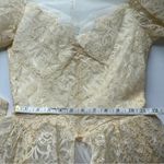 Vintage Lace Neckline Tulle Long Sleeve Princess Embroidery Dress Small 4 Cream White Photo 7