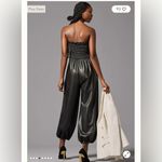 Anthropologie By  Faux Leather Balloon Jumpsuit size Large EUC black womens Photo 2