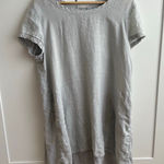 CP Shades Linen Tunic Dress Short Sleeve Lagenlook Mixed Media Gray Womens L Photo 0