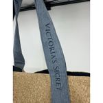 Victoria's Secret Straw Beach Tote Bag Large Weekender Travel Logo Blue Beige Photo 4