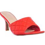 None Red Leather Women PeepToe Sexy Heels Slip On Party Christmas Sandals Size 6.5‎ Photo 7