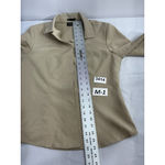 Womans New York & Co City Stretch Medium Tan Snap Front Long Sleeve Blouse Brown Photo 5