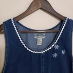 Amilano Collection M Cottagecore Denim Jumper Embroidered Dress Blue Size M Photo 5
