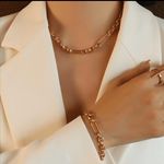 18K Gold Plated Chain Link Necklace and Bracelet Set NWT Birthday Holiday Gift Photo 0