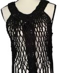 New with Tags Black Open Crotchet Long Frings Hippe Vest. Size S/M Photo 3