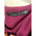ZARA Ruched Crop Side Tie Blouse Key Hole Button Back 3/4 Sleeves XS Burgundy Photo 6