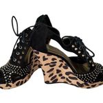 Gianni Bini Studded Tie Up Cheetah Print Wedges Photo 0
