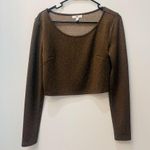 BP . Scoop Crop Long Sleeve Thick Knit Brown Dot Top size Medium Photo 2