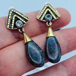 Ruby Two-Tone  In Kyanite & Blue Topaz Sterling Silver Earrings Photo 4