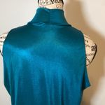 Studio 1940 Blouse Women’s Mock Turtleneck Silky Rich Teal Sleeveless Top SZ M Photo 3