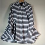 Donna Karan  Navy and White Striped Blouse Photo 4