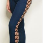 Hot & Delicious  Dark Blue Lace-Up jeggings jeans Rave  
Festival club wear Photo 4