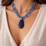 Blue Quartz Statement Necklace | Hand Photo 0