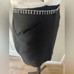 Bebe NEW  Black Pencil Mini Skirt White Trim Zip 2 XS Photo 1