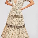 Free People  Feeling Pleated Maxi Dress In Neutral Womens Floral Small Boho Photo 0