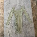 Forever 21  Sage Green Ruching Side Tie Long Sleeve Mini Dress Casual Size Small Photo 4