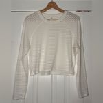 Lululemon White Uncovered Striped Long Sleeve Cropped Top Size 12 EUC Photo 3