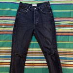AGOLDE 'Nico' distressed high rise button fly slim fit jeans in black size 25 Photo 14