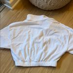 White terry cloth cropped Polo Top Photo 2