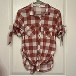 Eden & Olivia Maternity  Pink & White Button Down Blouse Plaid Size Med EUC #4195 Photo 1