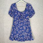 Sienna Sky  Blue Floral Puff Sleeve Dress Size Medium Photo 10