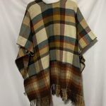 Charter Club  One size Multicolor Plaid Fringe Wrap BUTTON AT SIDES FALL COLORS Photo 9