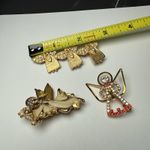Angel Rhinestone Christmas Holiday Lot Of 3 Brooch Pin Angels 1 Signed Aai Gold Photo 2