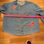 Women's Blue Denim Jacket with Floral print Size M Photo 5