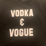 MINKPINK  Black "Vodka & Vogue" Graphic Crew Neck Cropped Sweatshirt Size L Photo 2