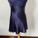 Vintage 90’s Navy Blue Satin Floral Lace Sleeveless Empire Waist Dress Size 8 Photo 3