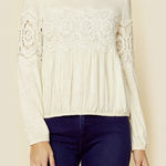 American Rag  Crochet Lace Blouse Long Sleeve Peasant‎ Top Cream Size M Photo 0