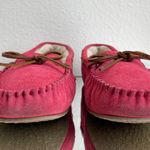 Minnetonka Womens Hot Pink Suede Leather Cally Faux Fur Lined Moccasin Loafers Photo 7