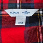 Old Navy Red Tartan Plaid Boyfriend Shirt S Button Up Long Sleeve Cotton Photo 3