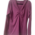prAna active wear top magenta stripe hooded sz L Photo 0