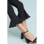 Anthropologie  Pilcro Embellished Slim Flounced Flare Crop Jeans Washed Black Photo 3