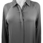 Theory Black 100% Silk Button Down Long Sleeve Collar Maxi Shirt Dress Size 8 Photo 2