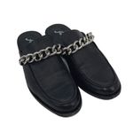 Free People  Womens Leather Chain Slip-On Vida Mule Loafers Black‎ Size 37.5 Photo 1