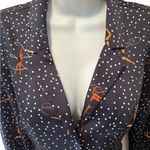 ZARA Button Up Dress Gymnast Dancer Print Sz S Pleated Skirt Navy Blue LS NEW Photo 3