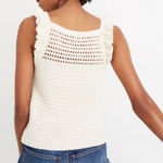 Madewell Ruffled Crochet Sweater Tank in Marled Vanilla, Size S Photo 1