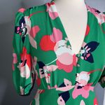Vince Camuto  Floral Pebble Crepe Midi Dress in Green Size 4 Photo 7