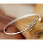 Boutique NEW Feather Cuff Bangle Bracelet 925 Sterling Silver Adjustable Photo 10