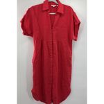 Chico's Midi Dress Size XS/Small Watermelon Punch Red 100% Linen Oversized Photo 3