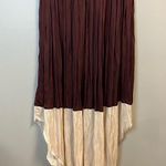 Ulla Johnson Dress Colorblock Maroon Cream Pleated Midi Sheath Raw Hem Sz 4 EUC Photo 9