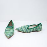NEW Michele Lopriore Elyse Pointy Loafer Multicolor Green Stripes Flat Shoes 7 Photo 0