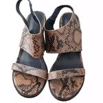 French Connection Lori Snakeskin Heels Womens 6.5 Sandals Open Toe Block Photo 2