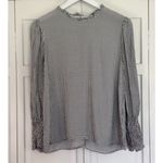 ZARA black and white gingham high neck ruffled sleeve blouse m Photo 2