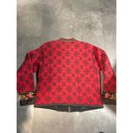 Icelandic Design Red Floral Snowflake Cardigan Sweater Winter Holiday M C Photo 4