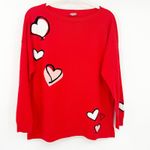 Chico's Womens Romantic Valentines Day Knit Floating Hearts Sweater Size M Red Photo 1