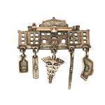 Vintage JJ Signed Silver Tone Hospital Dangle Nurse Doctor Brooch Pin Photo 1