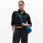 Athleta Seasoft Quarter Zip Soft Black Pullover Boxy Sweatshirt Size Large Photo 6